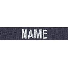 DK NAVY NAMETAPE WITH SILVER LETTERS W/ VELCRO 4"X1 "